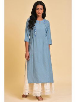 W - Blue Floral Kurta