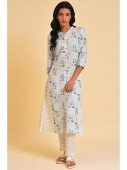 W - White Floral Kurta
