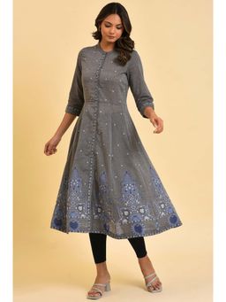 W - Grey Floral Kurta