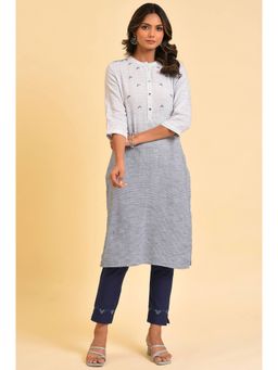 W - Grey Embroidered Kurta