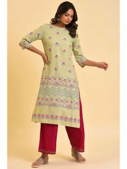 W - Green Floral Kurta