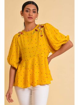 W - Yellow Polka Dots Top