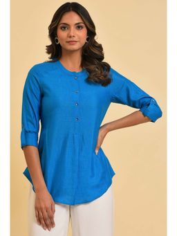 W - Blue Solid Top