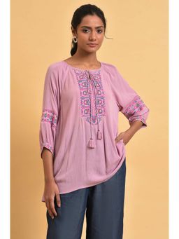 W - Pink Embroidered Top