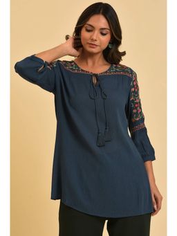 W - Blue Solid Top