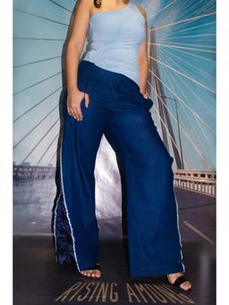 RISING AMONG - Blue Denim Fray Pant