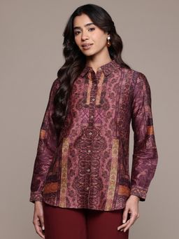 Ritu Kumar - Wine Rajas Full Sleeves Shirt