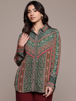 Ritu Kumar - Teal Zeya Classis Collor Full Sleeves Shirt