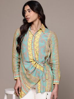 Ritu Kumar - Green Moselles Classis Collor Full Sleeves Shirt