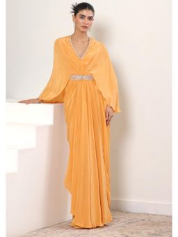 Sunanta Madaan - Orange Crepe Embroidered Kaftan Dress