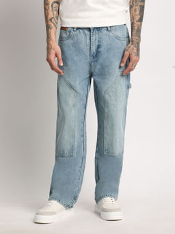 The Bear House - Men Blue Cotton Straight Fit Jean