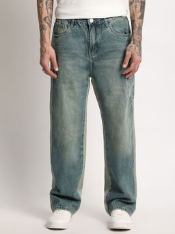 The Bear House - Men Blue Cotton Flared Fit Jean