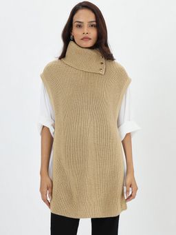 Femmella - Beige Lurex Turtle Neck Sweater