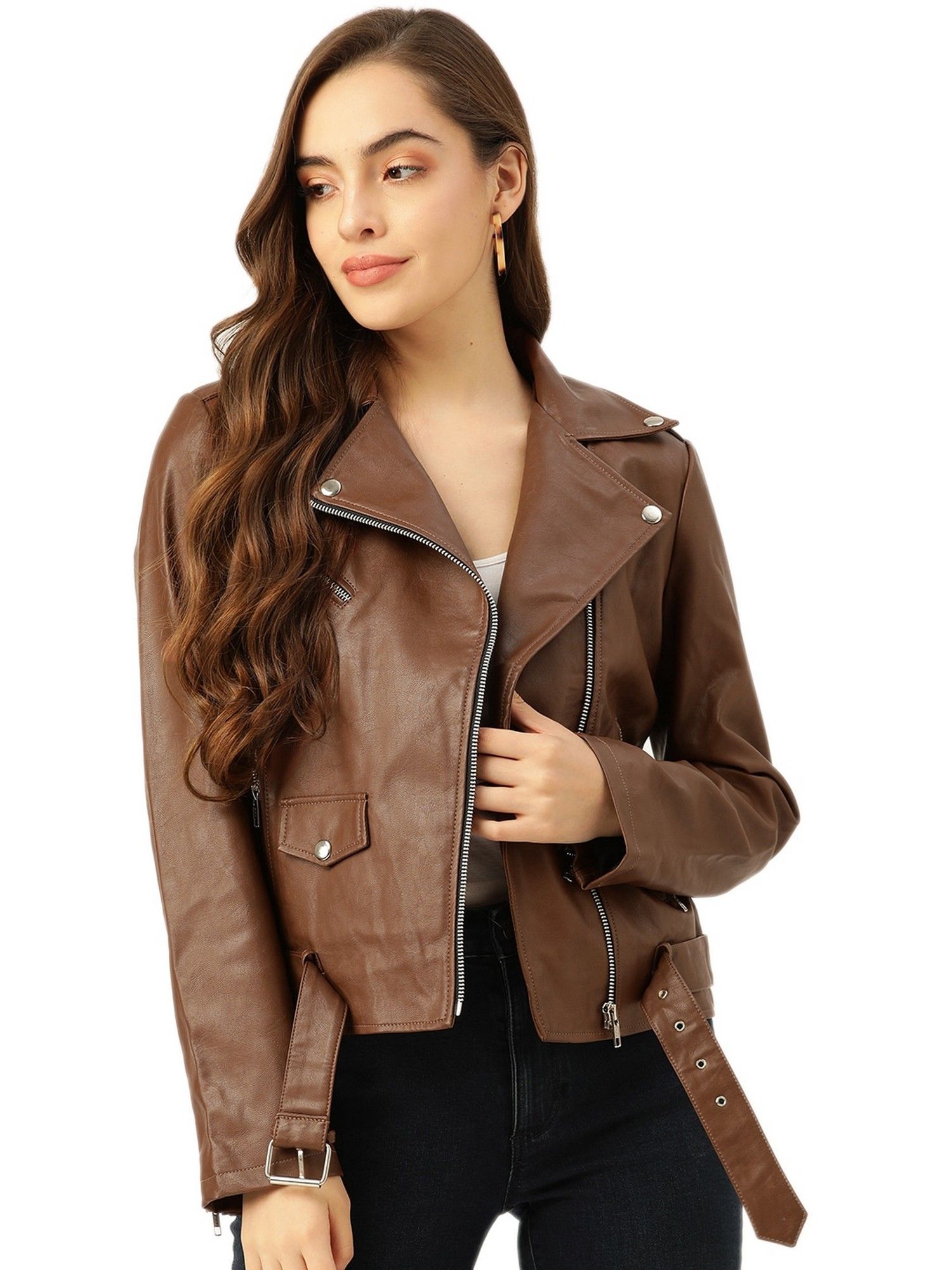 leather retail Women Brown Jacket-picture-12