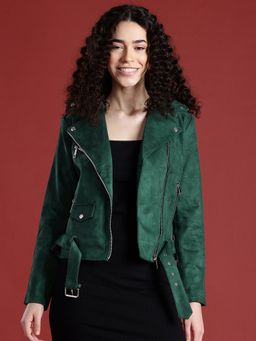 Leather Retail - Suede Biker Green Jacket
