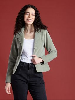 Leather Retail - Women Two Button Green Jacket