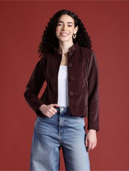 Leather Retail - Women Mandarin Neck Bronze Jacket