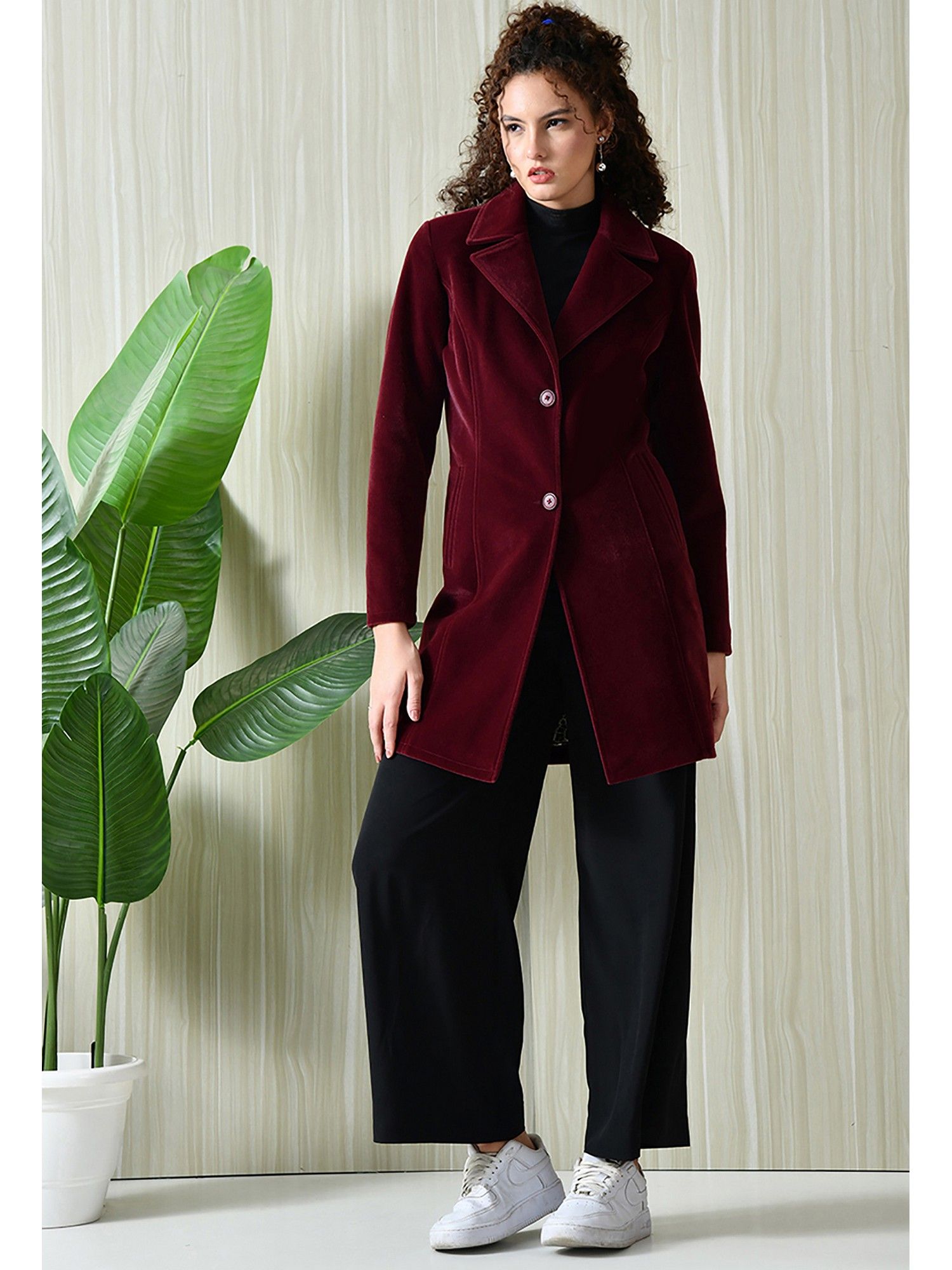 tboj Maroon Longline Winter Coat-picture-31