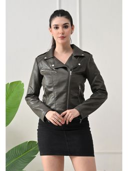 TBOJ - Green Women Solid Crop Jacket