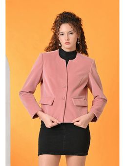 TBOJ - Pink Women Solid Tailored Crop Jacket