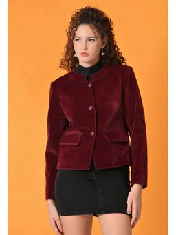 TBOJ - Maroon Women Tailored Crop Jacket