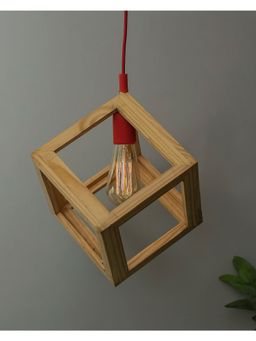 Homesake - Wooden Pendant Cube Light Red Holder