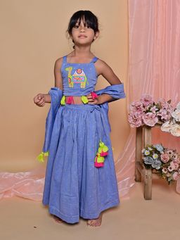 ARTH LIFE - Blue Camel Lehenga with Choli and Dupatta