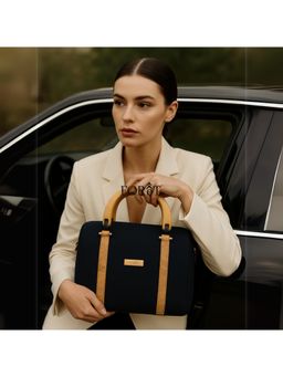 FOReT - Luma Mini Canvas And Cork Luxe Handbag - Navy Blue With Gold Flecks