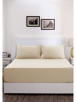 Maspar - Colorart Slumber Solid 200 Tc Cotton Ecru Single Bed Sheet With 1 Pillow Cover