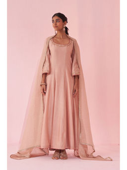STUDIO BAGECHAA - Gauri Blush Pink Anarkali Kurta with Pant and Dupatta (Set of 3)
