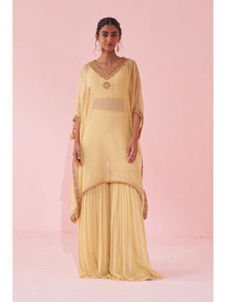 STUDIO BAGECHAA - Gulbagh Yellow Kaftan with Sharara and Inner (Set of 3)