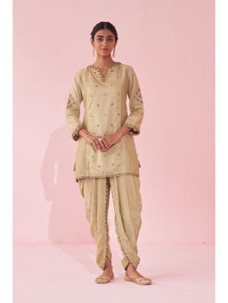 STUDIO BAGECHAA - Geeta Beige Kurta with Dhoti Pant (Set of 2)