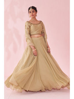 STUDIO BAGECHAA - Gulkand Beige Lehenga with Blouse and Dupatta (Set of 3)
