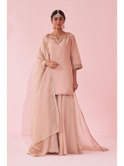 STUDIO BAGECHAA - Gehna Blush Pink Sharara with Kurti and Dupatta (Set of 3)