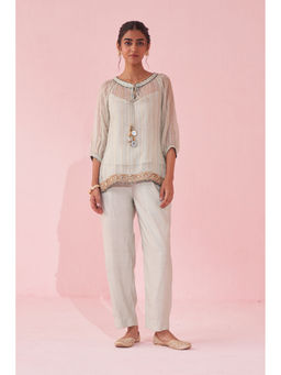 STUDIO BAGECHAA - Gajara Pale Blue Kurti with Pant and Inner (Set of 3)