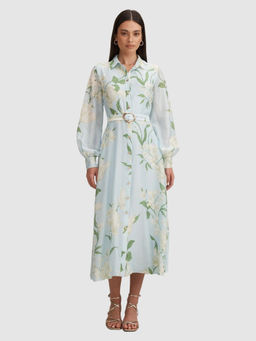 Forever New - Freya Printed Shirt Midi Dress with Belt