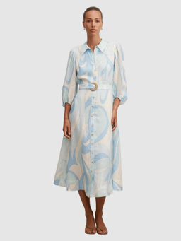 Forever New - Fia Printed Shirt Midi Dress with Belt