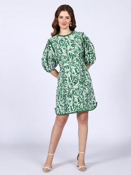 Saint G - Womens Green Cotton Lining Short Mini Dress