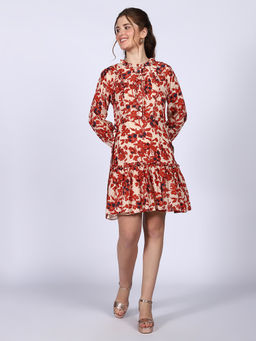 Saint G - Womens Red Floral Mini Dress
