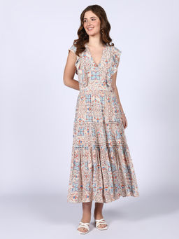 Saint G - Womens Beige Midi Dress