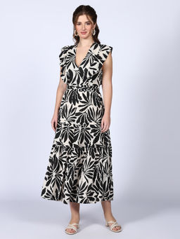 Saint G - Womens Printed Lurex Long Midi Dress