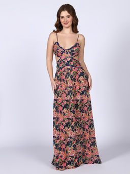 Saint G - Womens Cut Out Waist Long Maxi Dress
