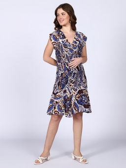 Saint G - Womens Blue Viscose Knee Length Dress