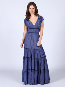 Saint G - Womens Blue Viscose Long Maxi Dress
