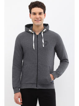 Allen Solly - Men Grey Hooded Neck Full Sleeves Casual Hoodie