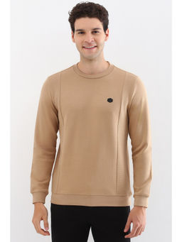 Allen Solly - Men Beige Crew Neck Full Sleeves Casual Sweatshirt