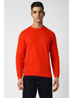 Van Heusen - Men Red Solid Crew Neck Sweatshirt
