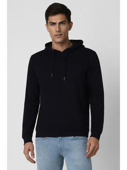 Van Heusen - Men Black Solid Hooded Neck Hoodie