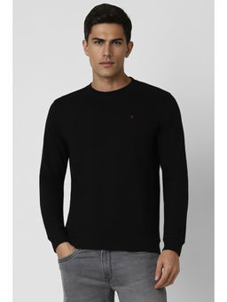 Van Heusen - Men Black Solid Crew Neck Sweatshirt
