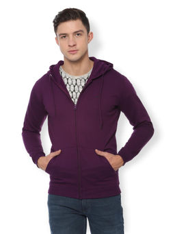 Van Heusen - Men Purple Solid Hoodie